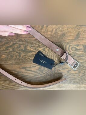 rag & bone blush suede belt with silver buckle